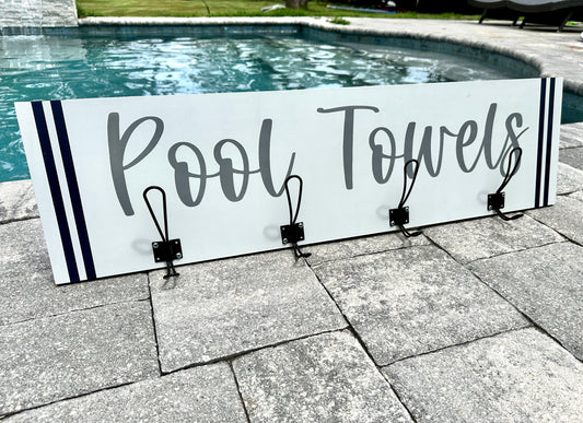 Pool Towels with hooks:  Plank Design