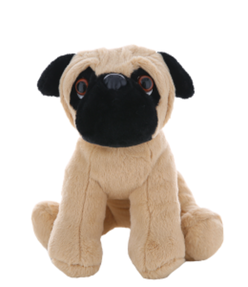Plush toy Pug dog on a white background