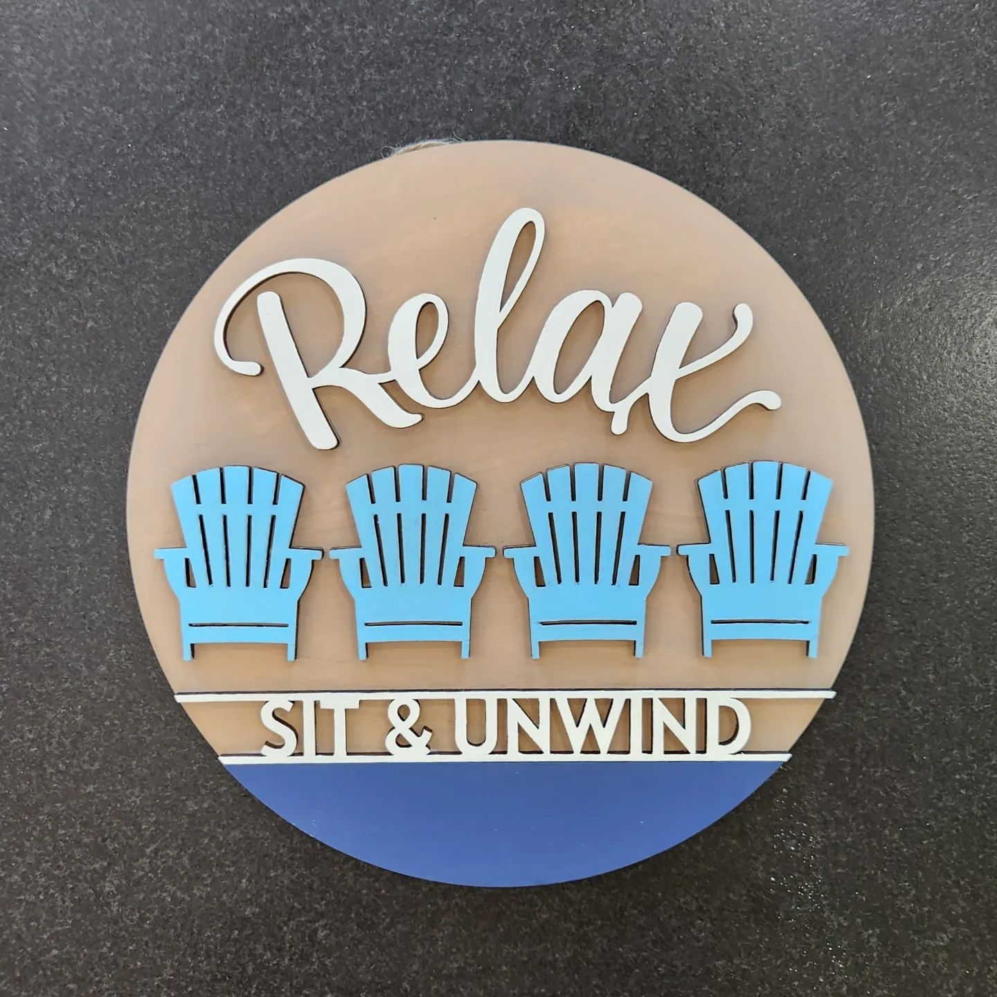 Relax Sit & Unwind:  3D round door hanger