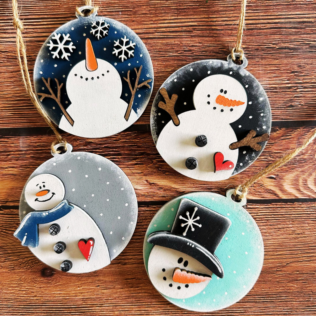 Snowman 4 pack: 3D Ornaments