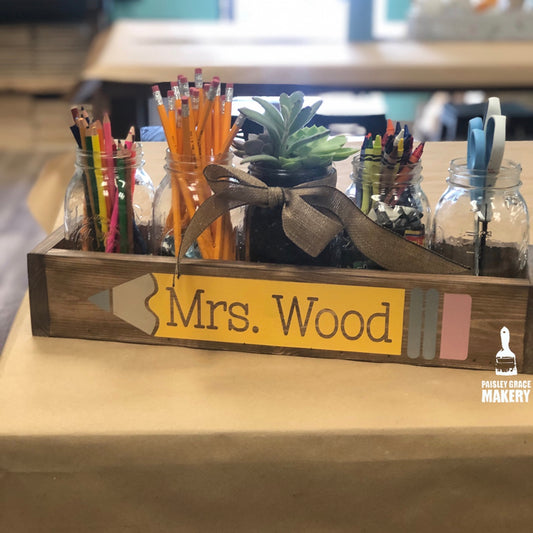 Teacher name in Pencil -personalized  planter box