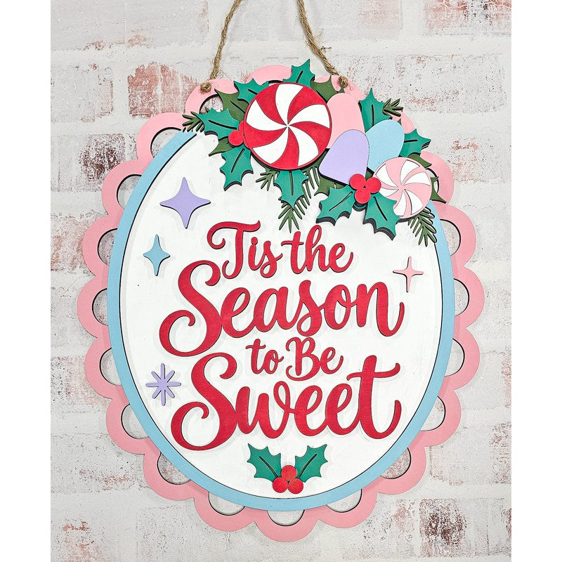 Tis the Season to Be Sweet vintage candy Christmas door hanger DIY kit - Painted Pallet Studio St. Augustine FL
