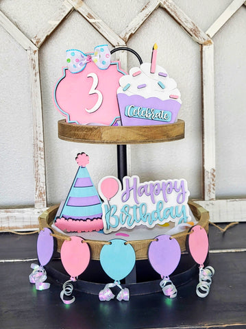 Happy Birthday: Laser Tiered Tray Collection A1931N