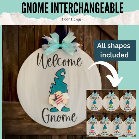 Welcome Gnome Interchangeable: 3D round door hanger