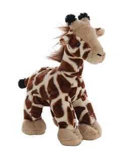 Plush giraffe toy on a white background