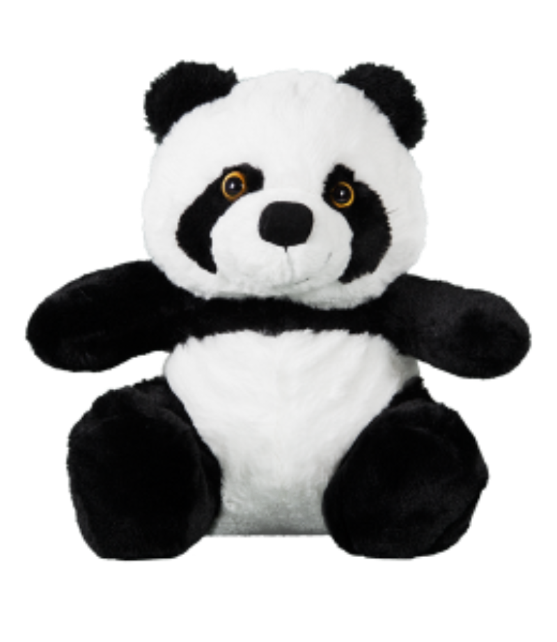 Plush panda toy on a white background