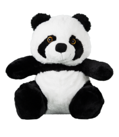 Plush panda toy on a white background