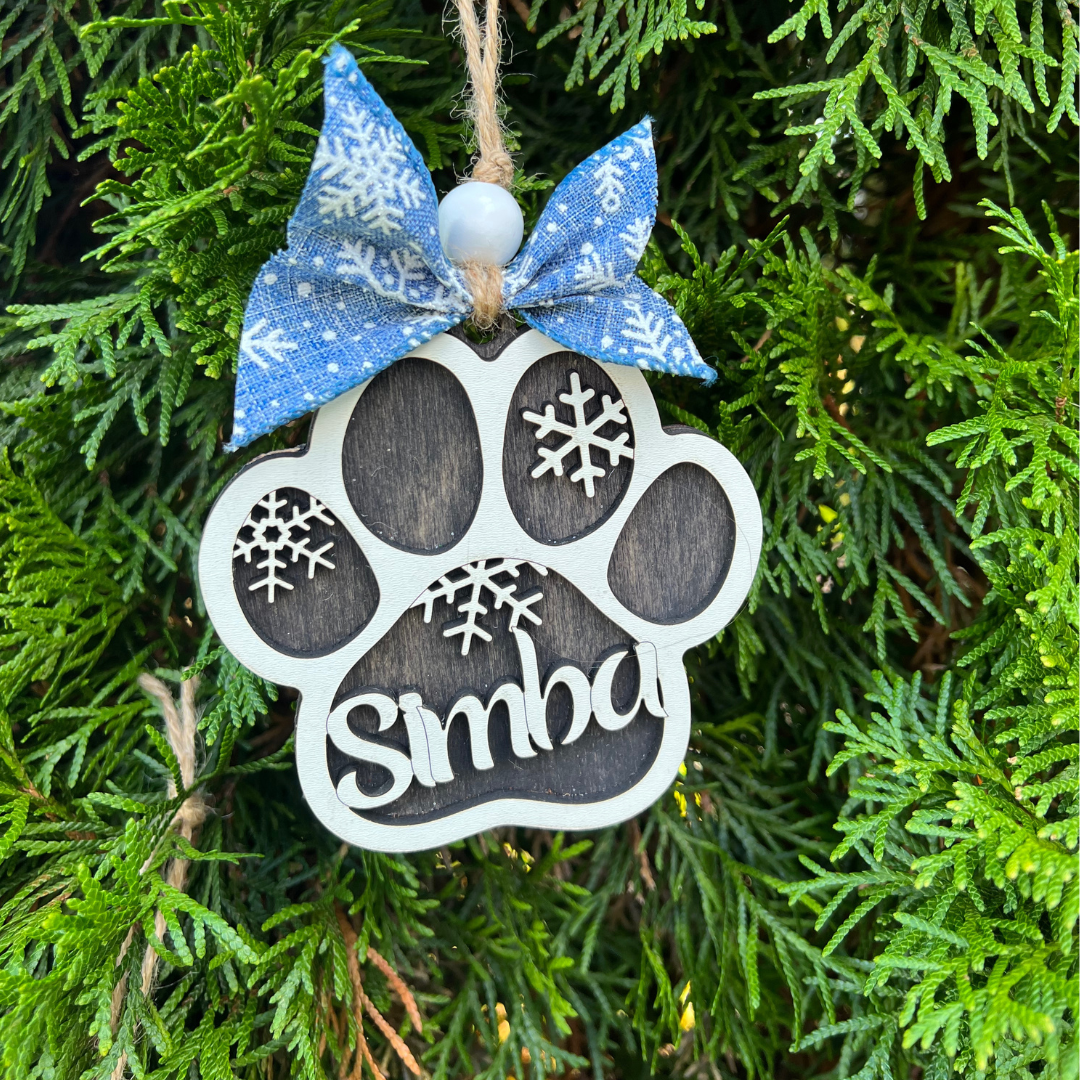 Paw Print personalized: 3D Ornaments