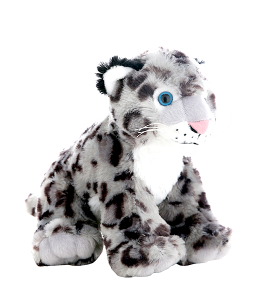 Plush toy of a snow leopard on a white background
