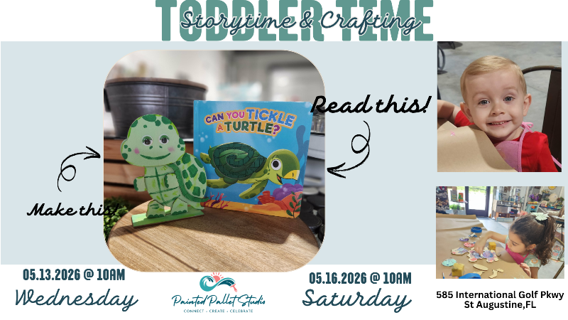 Wooden green turtle craft standing next to the book, Can you tickle a turtle?