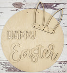 Happy Easter Bunny ears:   3D ROUND door hanger A1810N