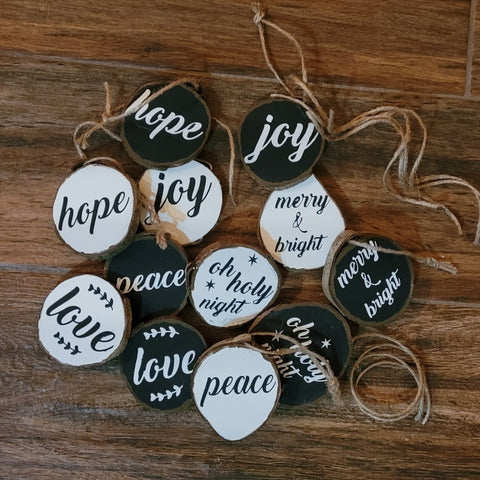 Wood Slice Ornaments: Set of 6 A1524N