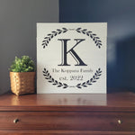 Personalized Family Initial & Date with laurels: Square A1609N