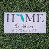 Personalized Home FLORIDA with name and coordinates: Plank A1608N