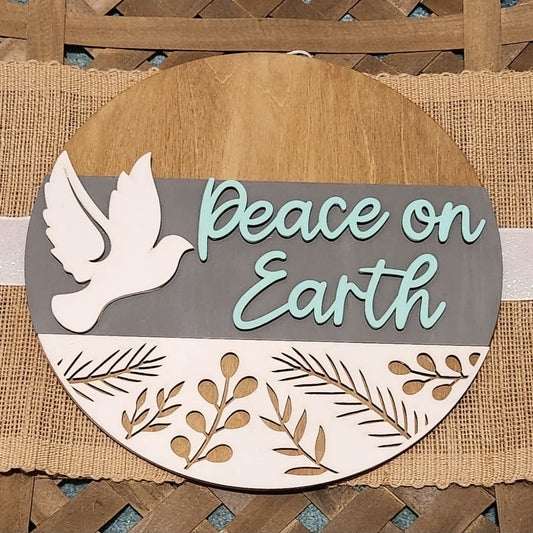 Peace on Earth:  3D round door hanger A1748N