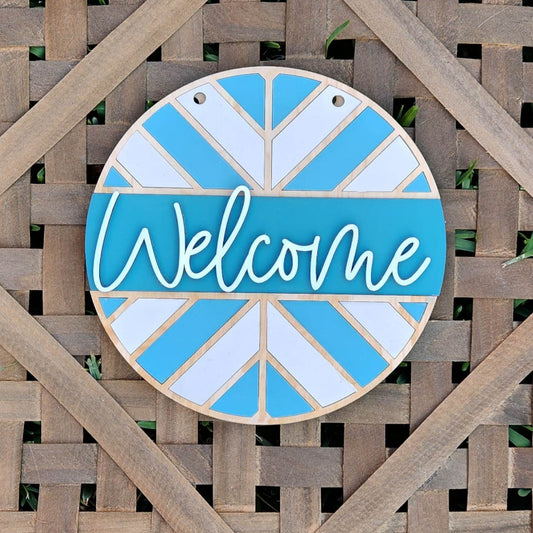 Chevron Welcome:  3D round door hanger A1816N