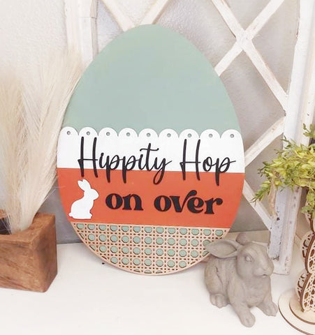 Hippity Hop on Over: 3D OVAL door hanger A1787N