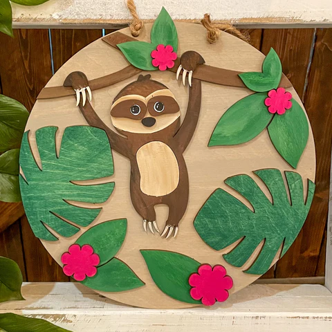 Sloth:  3D Round Youth Doorhanger A1662N