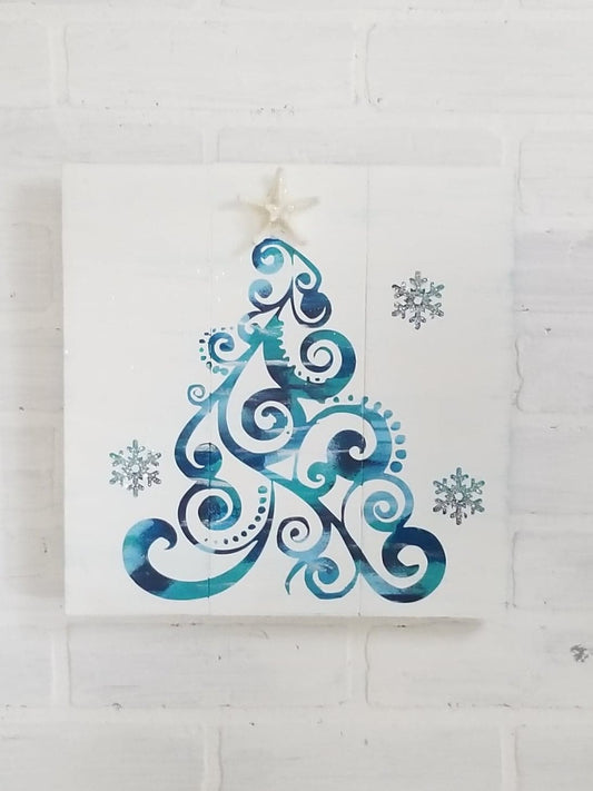Swirly Christmas tree: Square Design A1309N